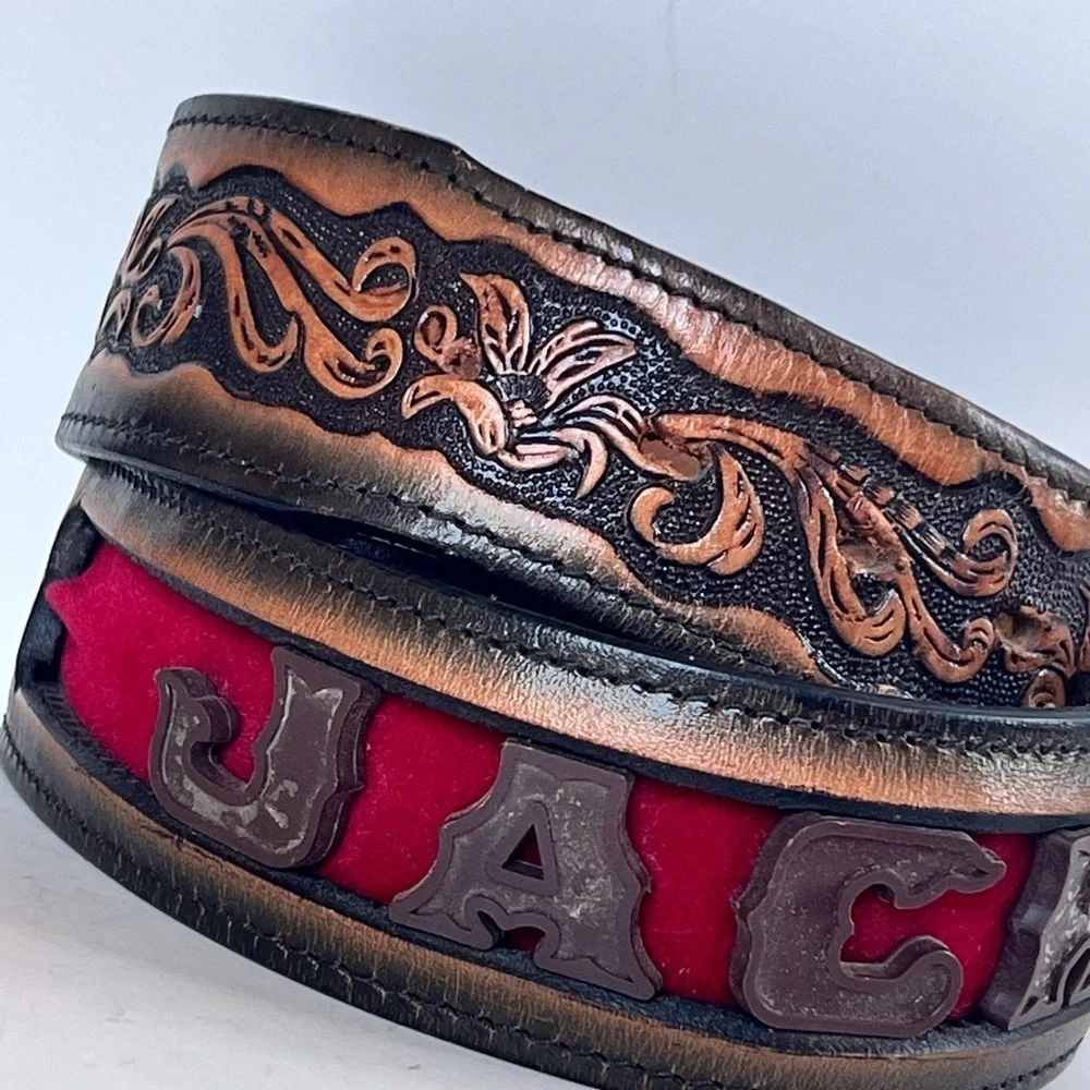 Vintage JACK Monogrammed Genuine Leather Western Belt Streetwear